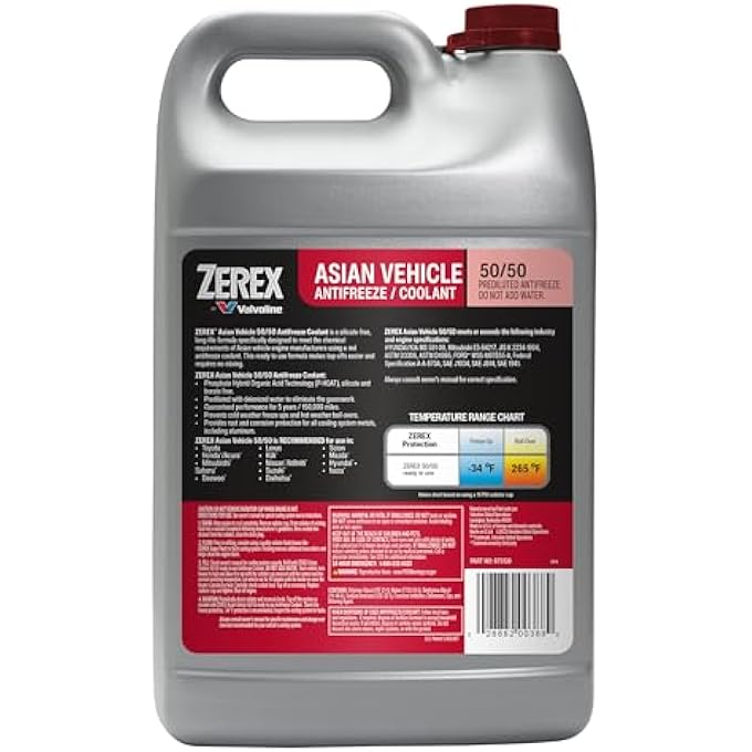Zerex ASIAN VEHICLE RED SILICATE AND BORATE FREE 50/50 PREDILUTED READY-TO-USE ANTIFREEZE/COOLANT 1 GA - Image 2